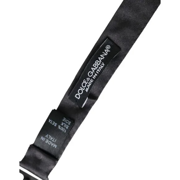 Dolce & Gabbana Black Satin Silk Adjustable Neck Men Bow Tie - Picture 6 of 6